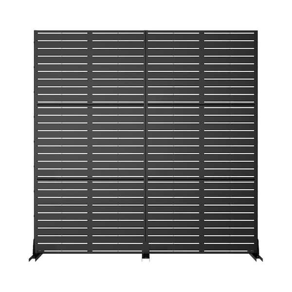 Lirago 72 in. x 71 in. Black Privacy Screen Galvanized Freestanding Panel