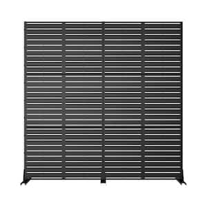 72 in. x 71 in. Black Privacy Screen Galvanized Freestanding Panel