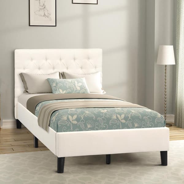 Upholstered Linen Platform Bed, Linen Tufted Headboard Bedroom