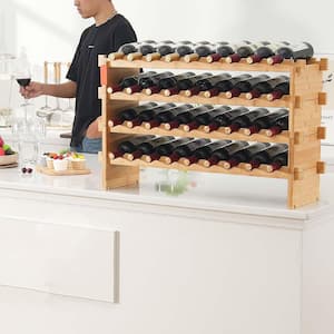Oceanstar 12 in. x 34.5 in. x 11.88 in. 18-Bottle Stackable Bamboo Wine ...