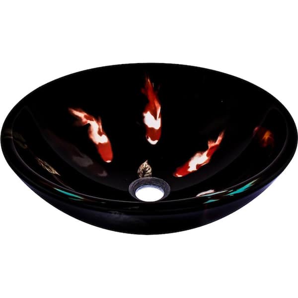 Novatto Fiche Glass Vessel Sink in Koi Design