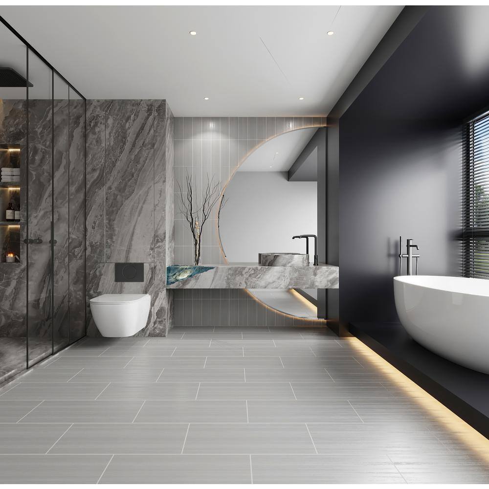 Spazio Laser Gray 12" x 24" Rectified Porcelain Tile