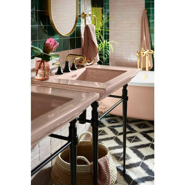 Memoirs Stately 30 in. Fireclay Pedestal/Console Table Rectangular Bathroom Vessel Sink in 150th Peachblow