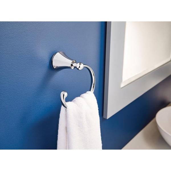 Moen Lindor Brushed Nickel Wall Mount Single Towel Ring in the Towel Rings  department at