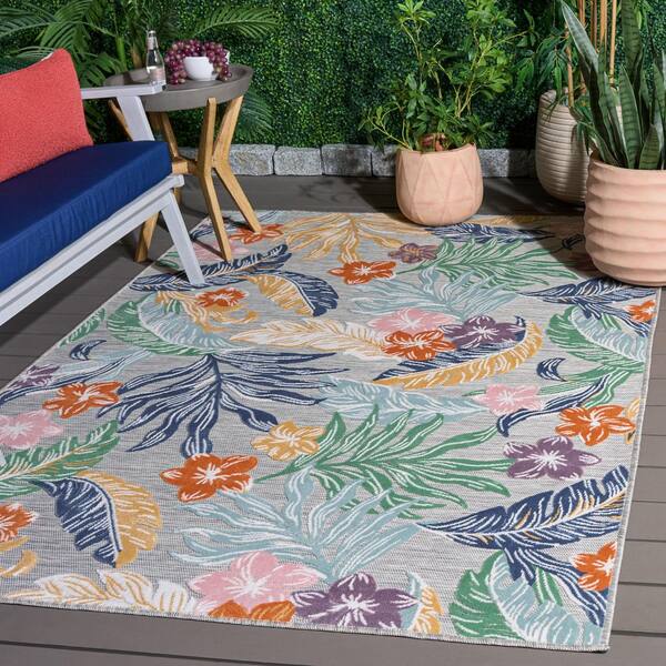 Cabana 4 x 6 Gray/Multi Floral CBN456F Area Rug