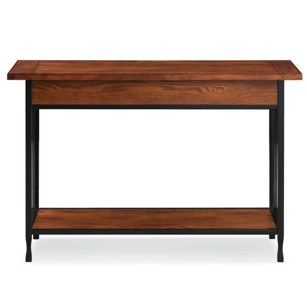 Ironcraft Mission Oak and Black Wood Sofa Table with Storage