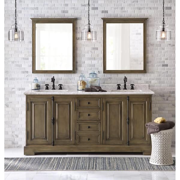 Clinton 28 in. W x 33 in. H Rectangular Framed Wall Mount Bathroom Vanity Mirror in Almond Latte