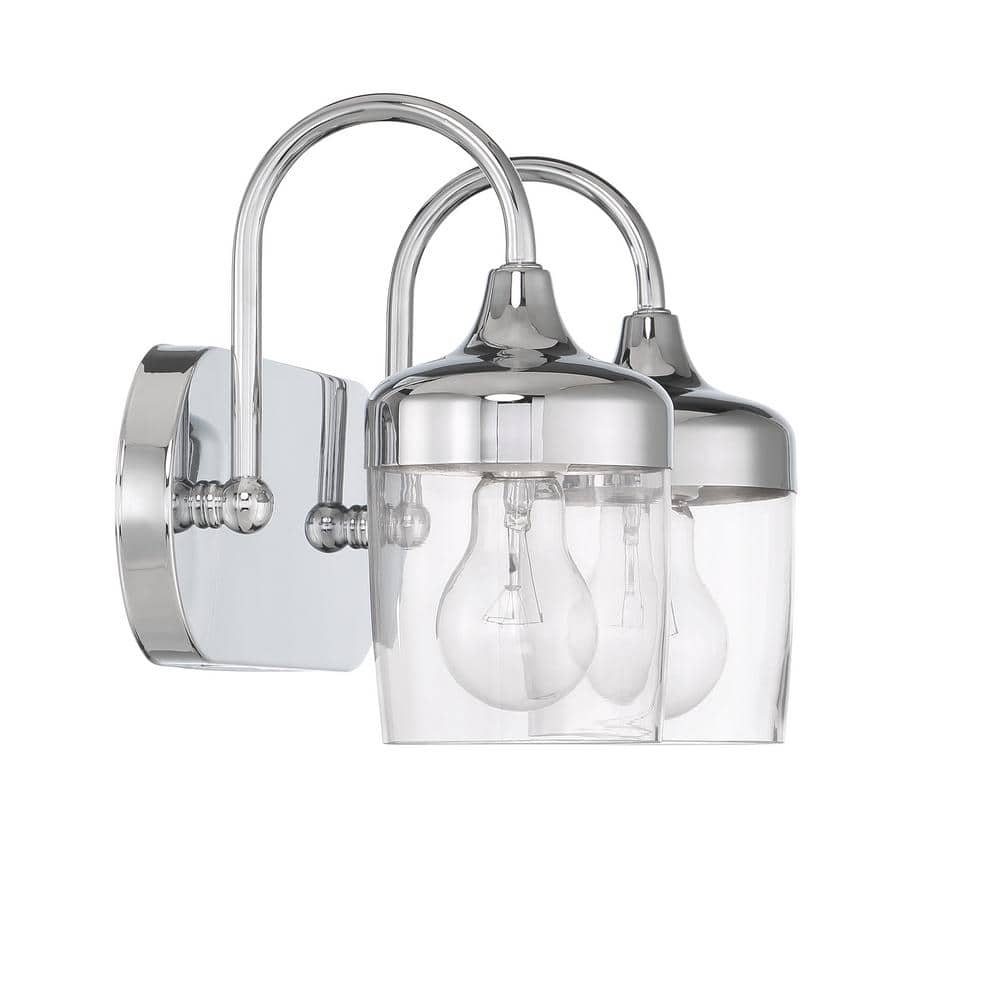 Wrenn 12.75" Chrome Vanity Light with Clear Glass Shades