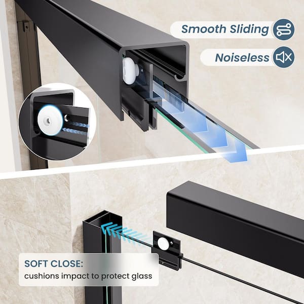 44 in.- 48 in. W x 72 in. H Double Sliding Framed Shower Door with Nano-Coated Easy-Clean Tempered Glass in Matte Black