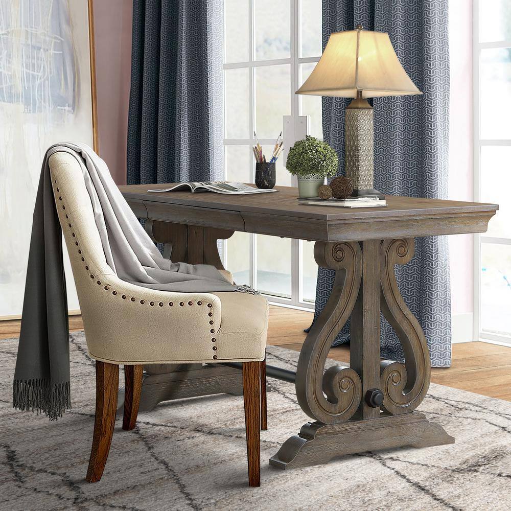 Toulon Dark Oak 60" Writing Desk with Drawer