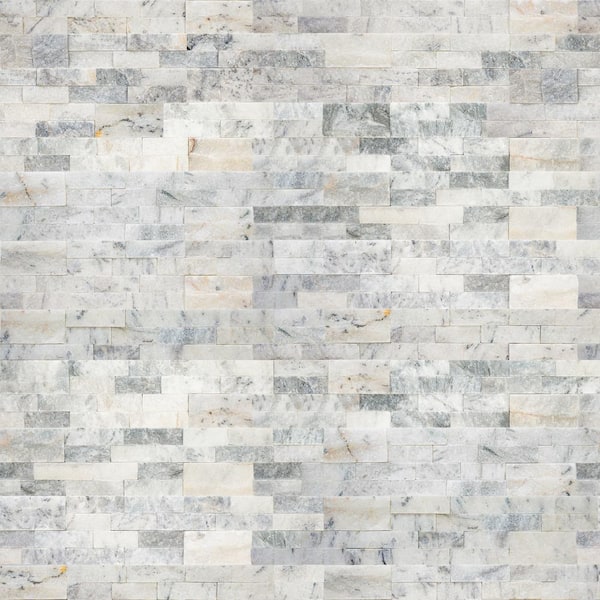 MSI Take Home Tile Sample - Arabescato Carrara 6 in. x 6 in. Splitface Ledger Panel Marble Wall Tile