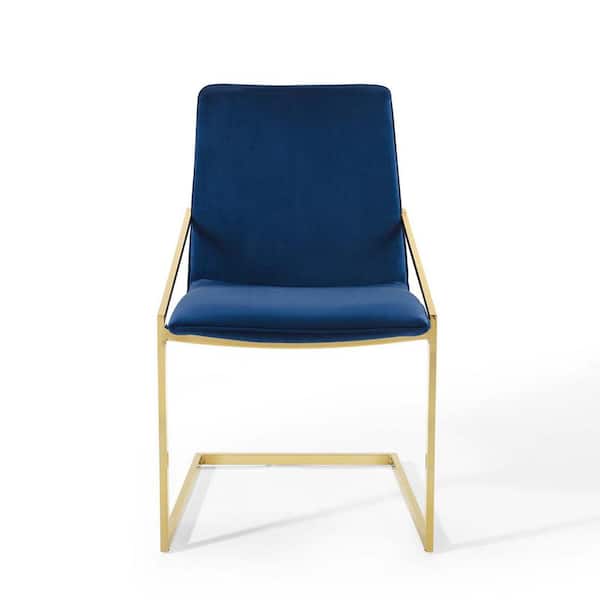 MODWAY Pitch Performance Velvet Dining Armchair in Gold Navy