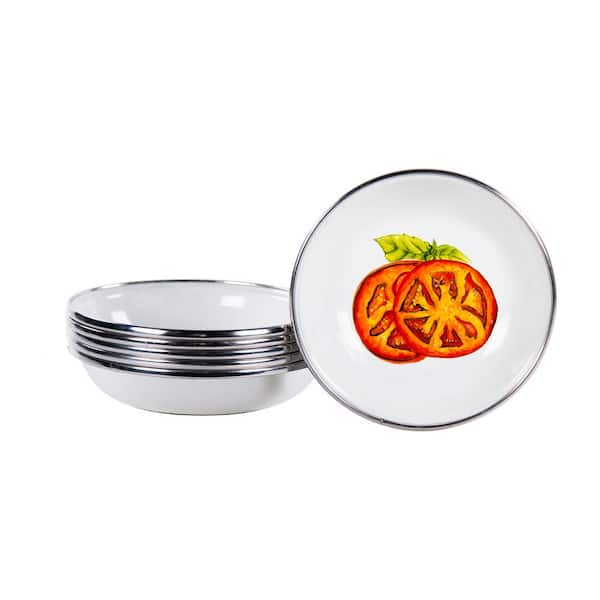 Golden Rabbit 4 oz. Tomatoes Enamelware Tasting Dish Set of 6