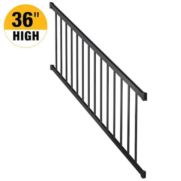 6 ft. Aluminum Deck Railing Stair Kit with Pickets in Matte Black for 36 in. high system