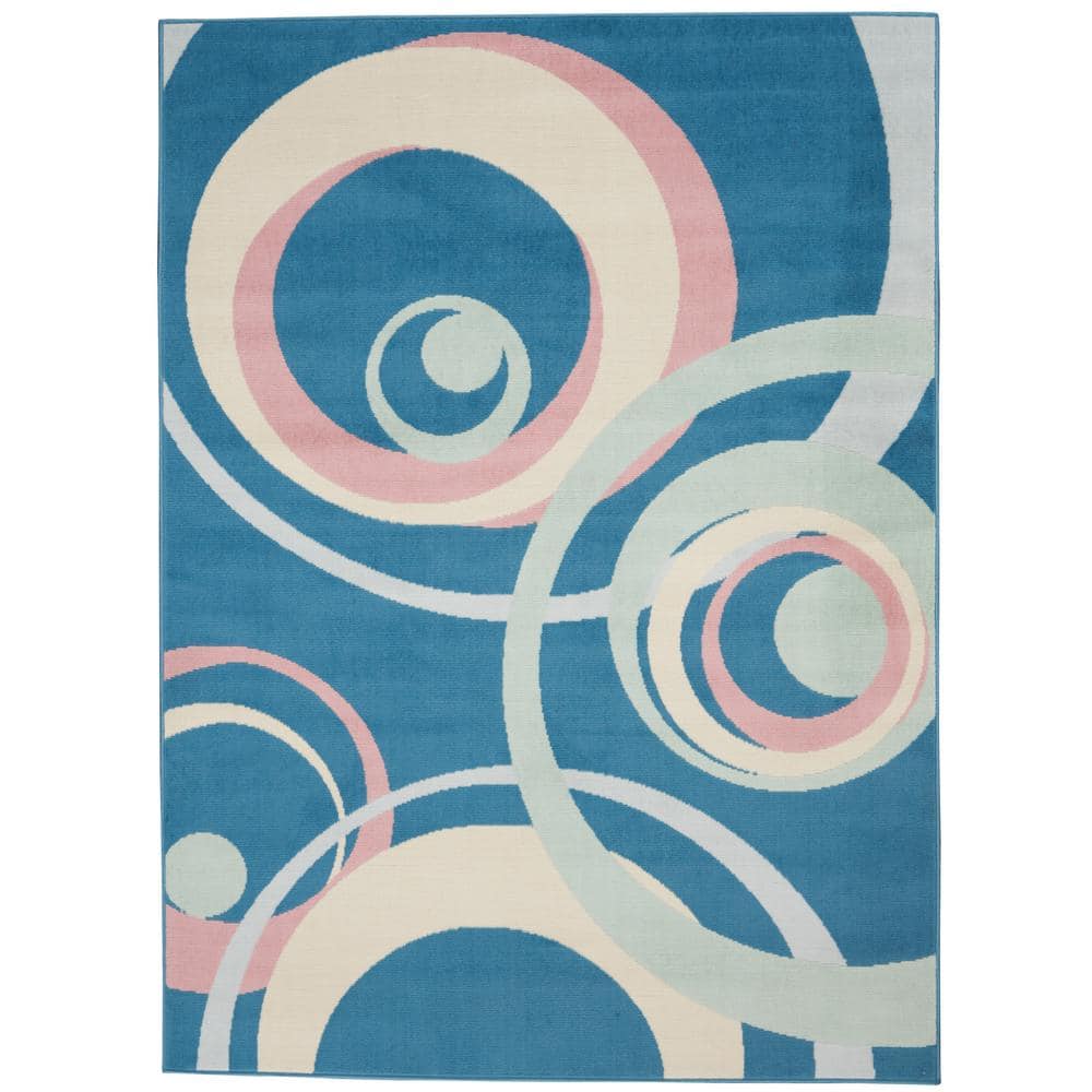 Grafix Blue Multi Colored 5 ft. x 7 ft. Modern Geometric Contemporary Area Rug price history on PriceWatchPro