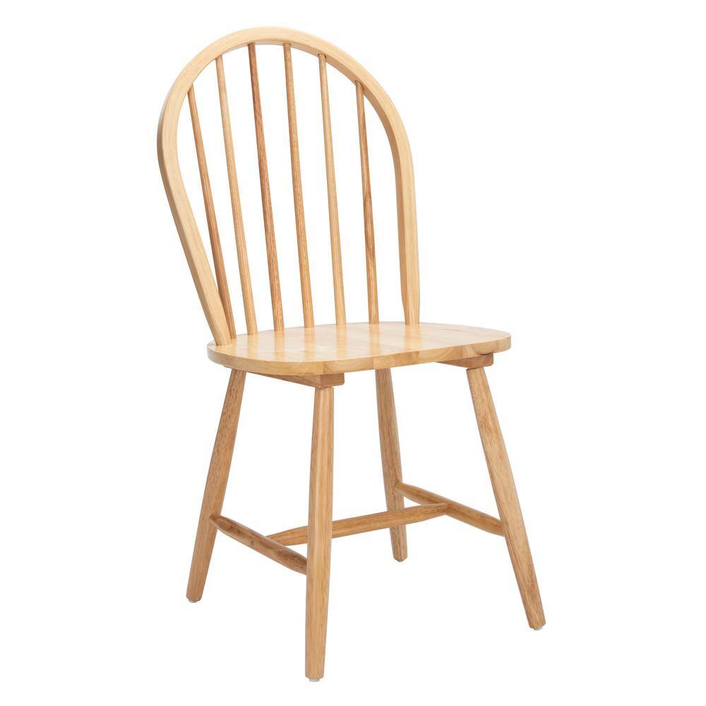 Natural Rubberwood High Slat Back Windsor Side Chair Set