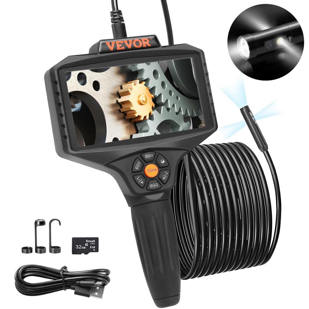 VEVOR Triple Lens Endoscope Inspection Camera 5 in. Screen Drain Snake  Camera Borescope with 16.5 ft. Cable for Auto Plumbing QXNKT35055000ENIOV0  