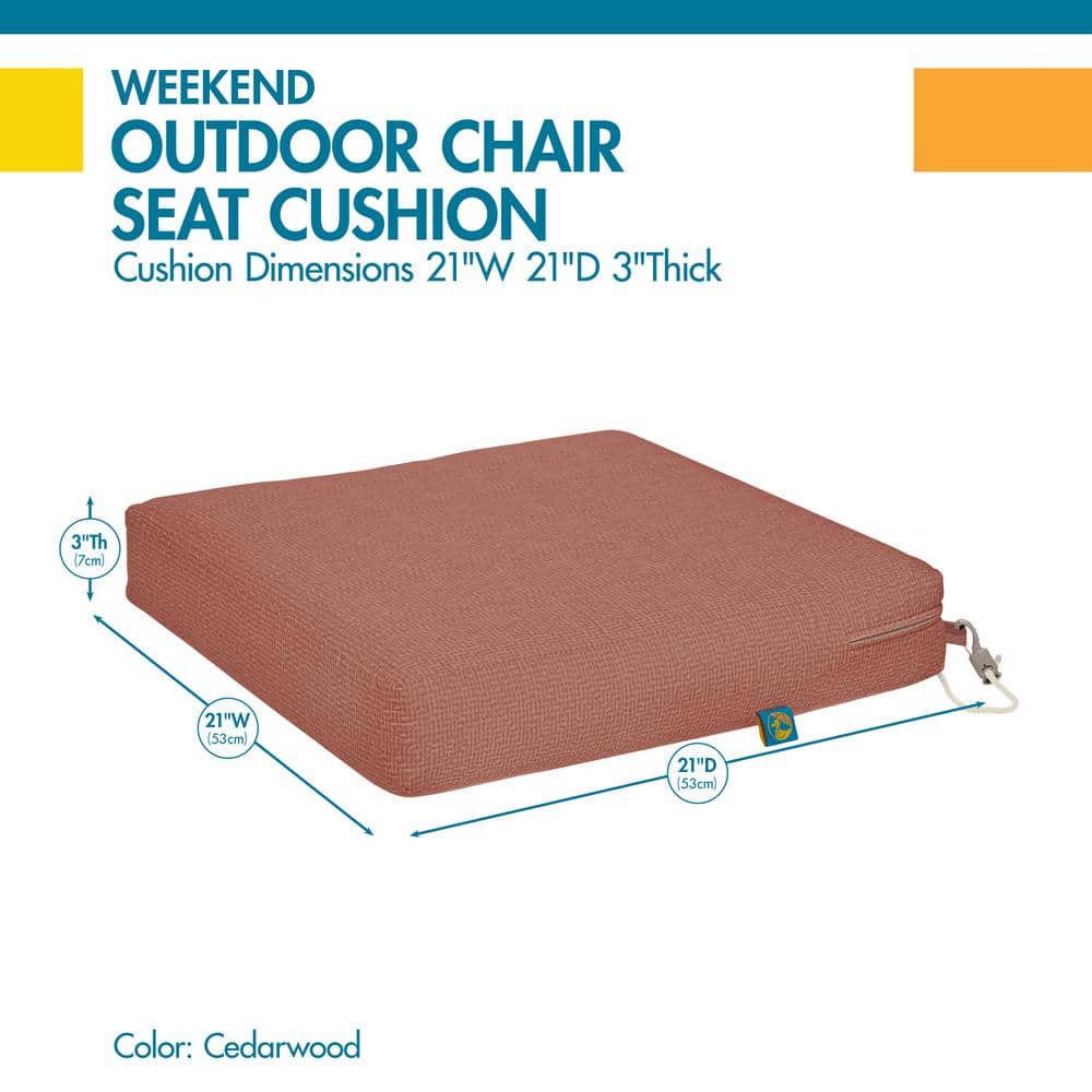 Cedarwood Water-Resistant 21" Outdoor Dining Chair Cushion