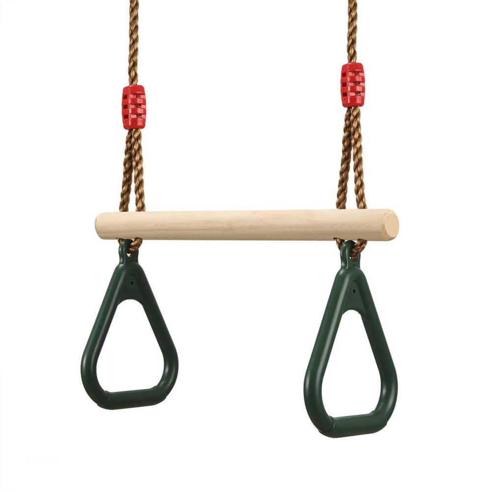 Lukyamzn Trapeze Swing Bar Set with 2 Carabiners 16.54in Wood