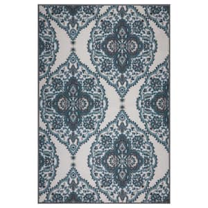 Ottohome Collection Non-Slip Rubberback Modern Moroccan 3x5 Indoor Area Rug, 3 ft. 3 in. x 5 ft., Off White
