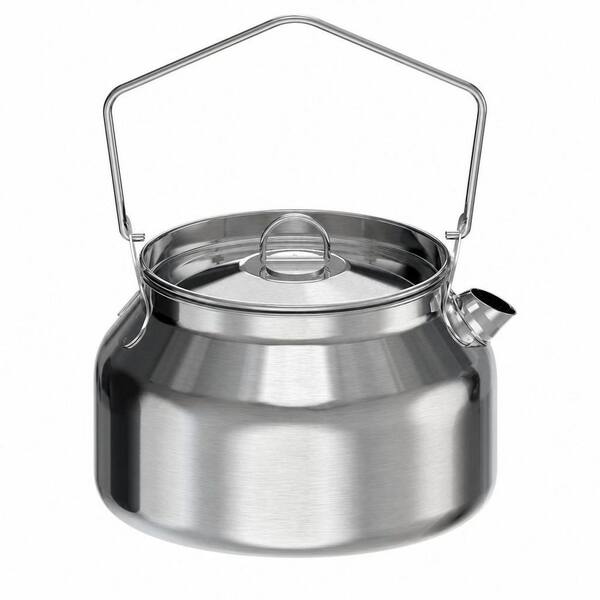 1.3 qt. 5-Cup Portable Lightweight Stainless Steel Stovetop Kettle, Ideal for Bushcraft and Outdoor Campfire Use
