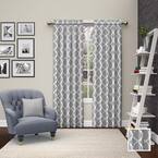 gray Trellis Rod Pocket Room Darkening Curtain - 56 in. W x 63 in. L (Set of 2)