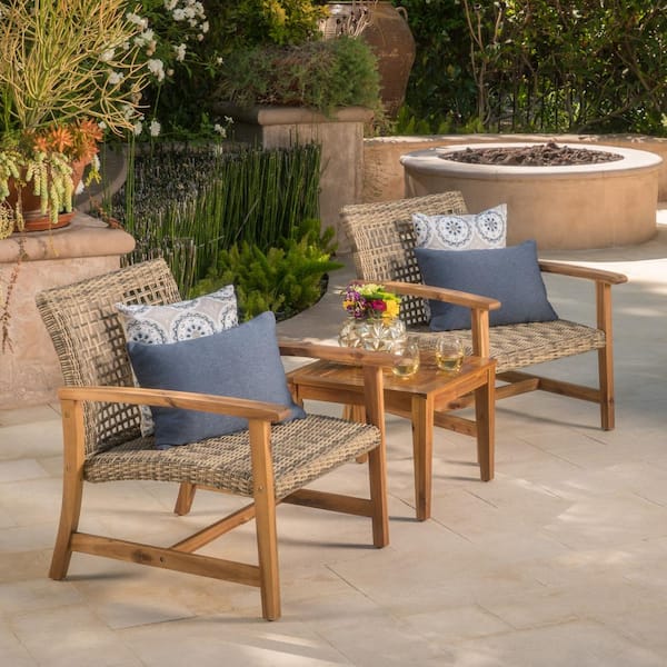 Wood And Plastic Patio Seating Set, Isaac Mizrahi Outdoor Furniture