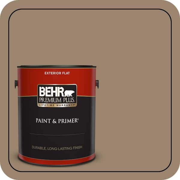 BEHR PREMIUM PLUS 1 gal. #MQ2-48 Sturdy Brown Flat Exterior Paint & Primer