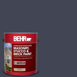 1 gal. #PPU15-19 Black Sapphire Satin Interior/Exterior Masonry, Stucco and Brick Paint
