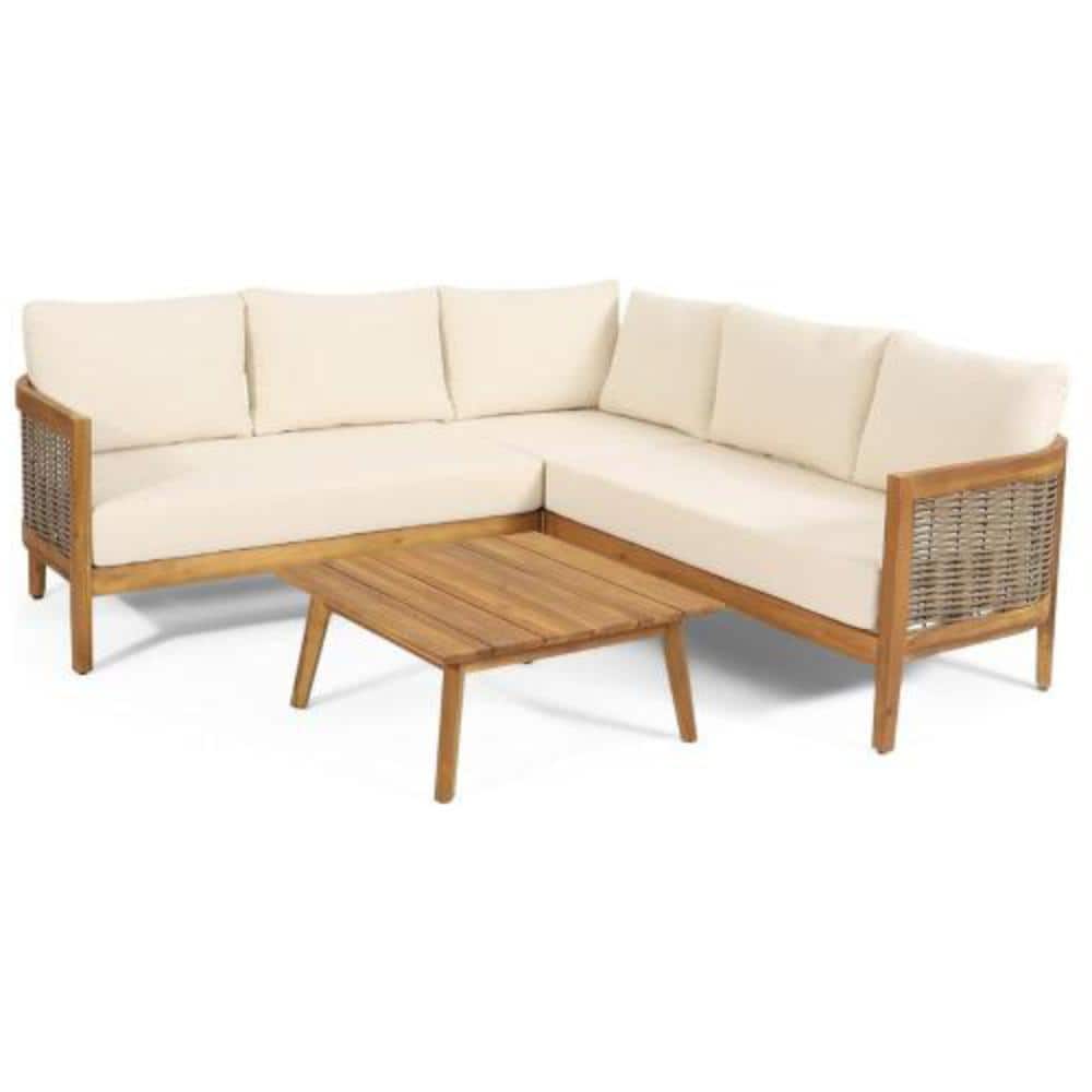 4-Piece Acacia Wood Patio Conversation Set with Cushions price history on PriceWatchPro