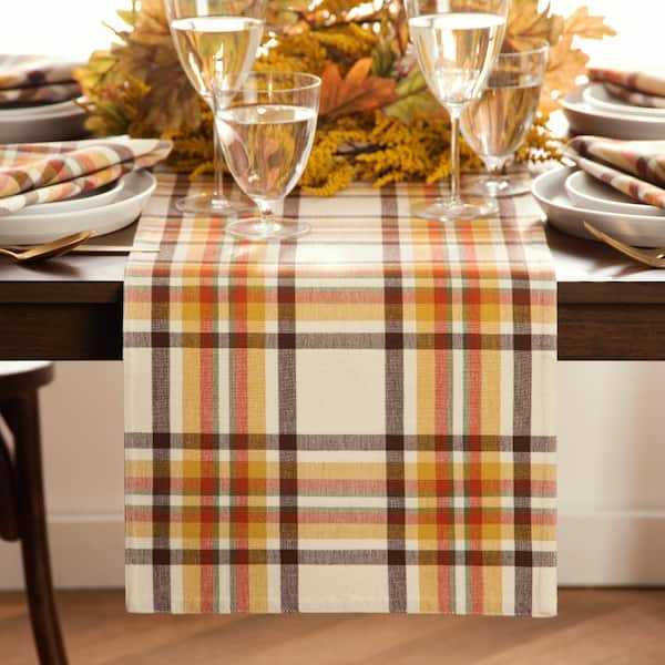 Threadmade Home Russet Harvest Woven Plaid Table Runner, Multicolor - 13"W x 70"L