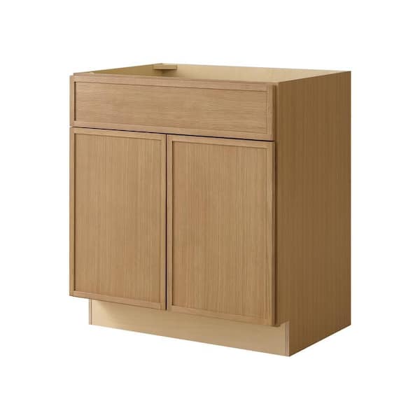 Leyton 30 in. W x 21 in. D x 34.5 in. H Ready to Assemble Plywood Slim Shaker Bath Sink Base Cabinet in White Oak