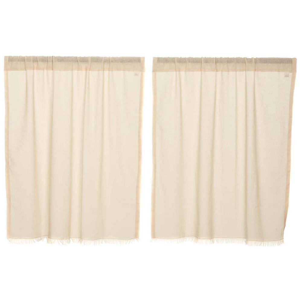 VHC Brands Tobacco Cloth 36 in. W x 36 in. L Cotton Sheer Rod Pocket Window  Curtain in Natural Cream Pair 10781 - The Home Depot