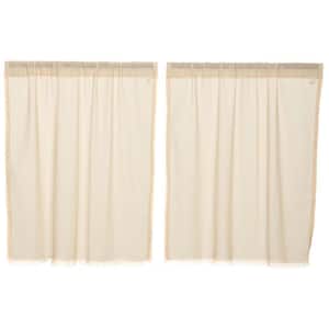 Tobacco Cloth 36 in. W x 36 in. L Cotton Sheer Rod Pocket Window Curtain in Natural Cream Pair