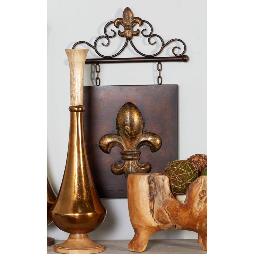 Elegant Fleur di Lis 23" Metal Arch Wall Sculpture Decor