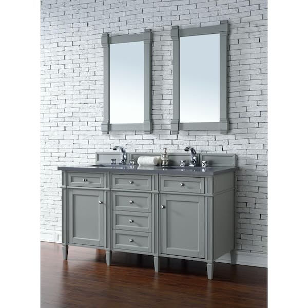 James Martin Vanities Brittany 60 in.W x 23.5 in.D x 34 in. H Double Vanity in Urban Gray with Quartz Top in Charcoal Soapstone