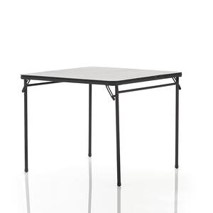 34 in. Black Square Metal Top Folding Card Table (2-Pack)
