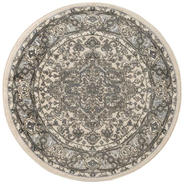 Concerto Ivory Blue 4 ft. x 4 ft. Center medallion Transitional Round Area Rug