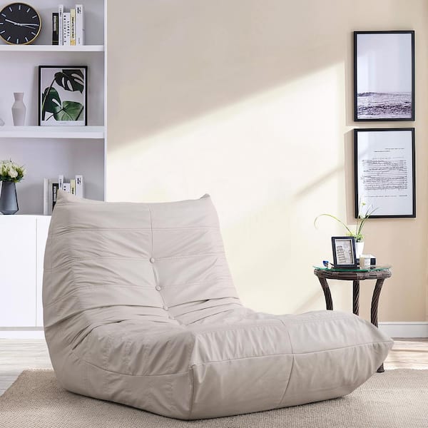 Loungie Nylon Bean Bag Chair Indoor/Outdoor Water Resistant, Light Grey