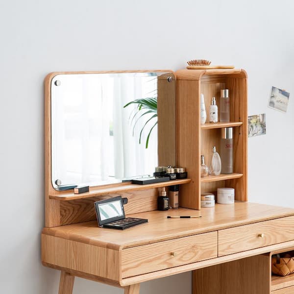 Oak 4 Drawer 37.8 in. Wide Dresser with Mirror