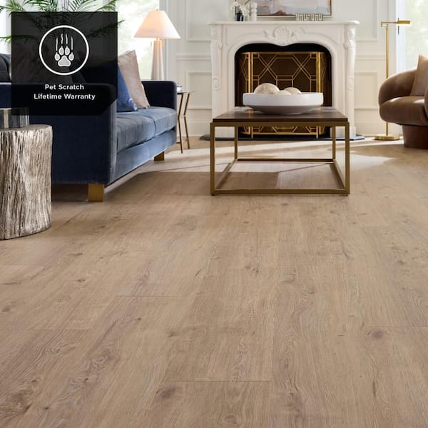 Outlast+ Anchorage Oak 12 mm T x 9.45 in. W x 47.24 in. L Waterproof Laminate Wood Flooring (18.6 sq. ft./Case)