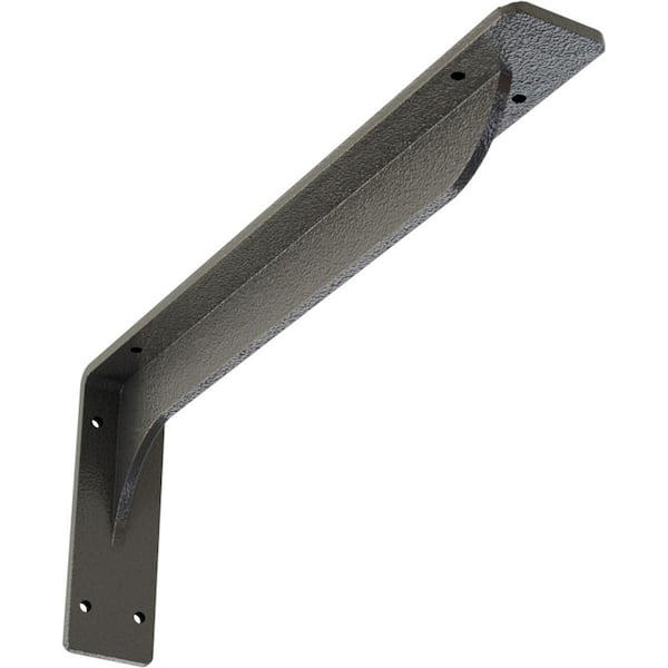 Ekena Millwork 2 in. W x 6-1/2 in. H x 16 in. D Hammered Gray Embrey Steel Bracket