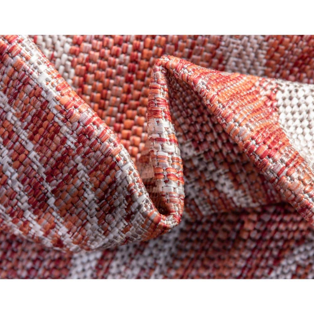 Rustic Red Abstract 9' x 12' Synthetic Outdoor Rug