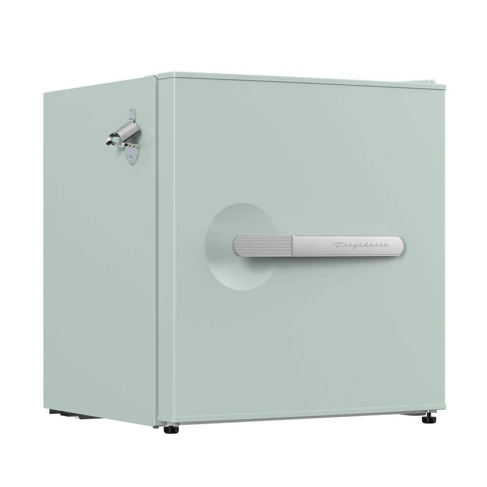 Sage Green Retro Mini Refrigerator with Silver Bar Handle
