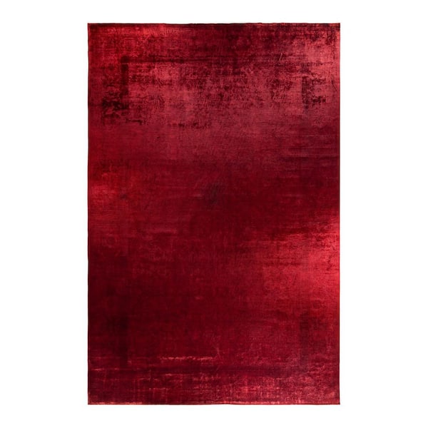 Overdyed Red 12 ft. x 18 ft. Solid Wool Indoor Area Rug