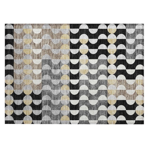 Chantille Machine Washable Indoor/Outdoor Abstract ACN2816 Black 3 ft. x 4 ft. Area Rug