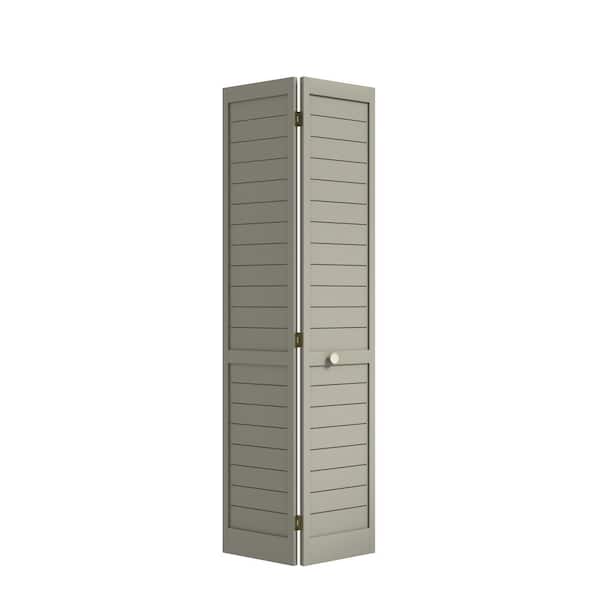 eightdoors 30 in. x 80 in. x 1 in. Grey Finished Pine Wood Shaker Bi-Fold Louver with Hardware Included