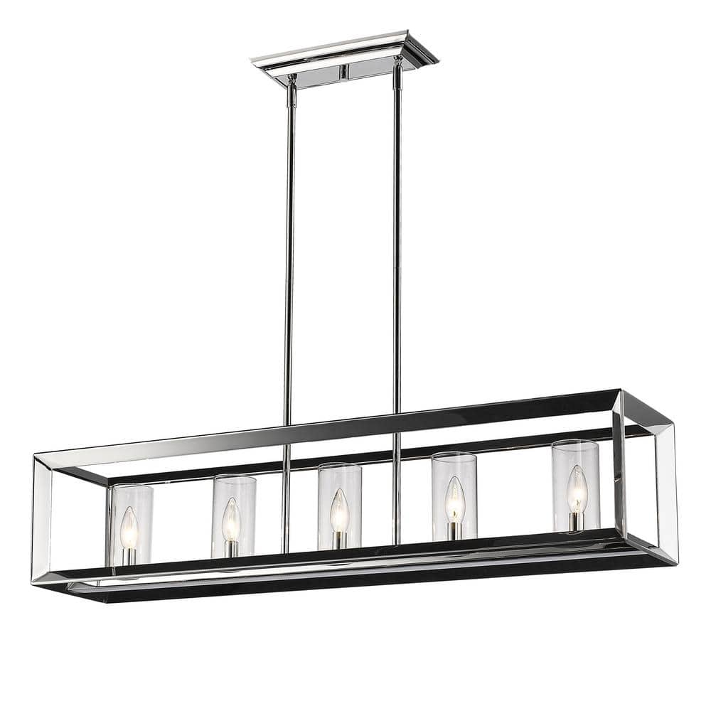 Smyth 41" Chrome and Clear Glass Linear Pendant Light