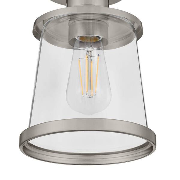 Hampton Bay Rigby 9.6 in. 1-Light Brushed Nickel Round Flush Mount