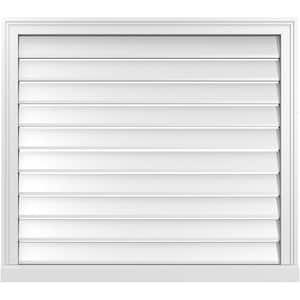 36" x 32" Vertical Surface Mount PVC Gable Vent: Functional with Brickmould Sill Frame